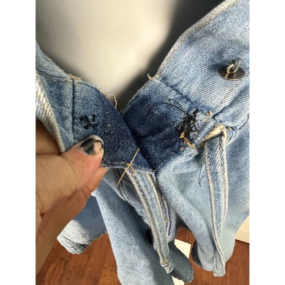 Vintage 90s Denim Short Romper Gloria Vanderbilt Size Large Petite Buttons - Picture 6 of 8